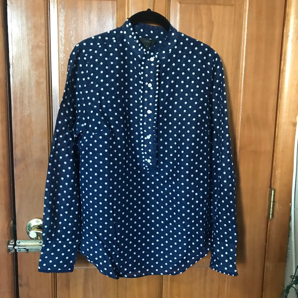 JCrew women’s polka dot button down.